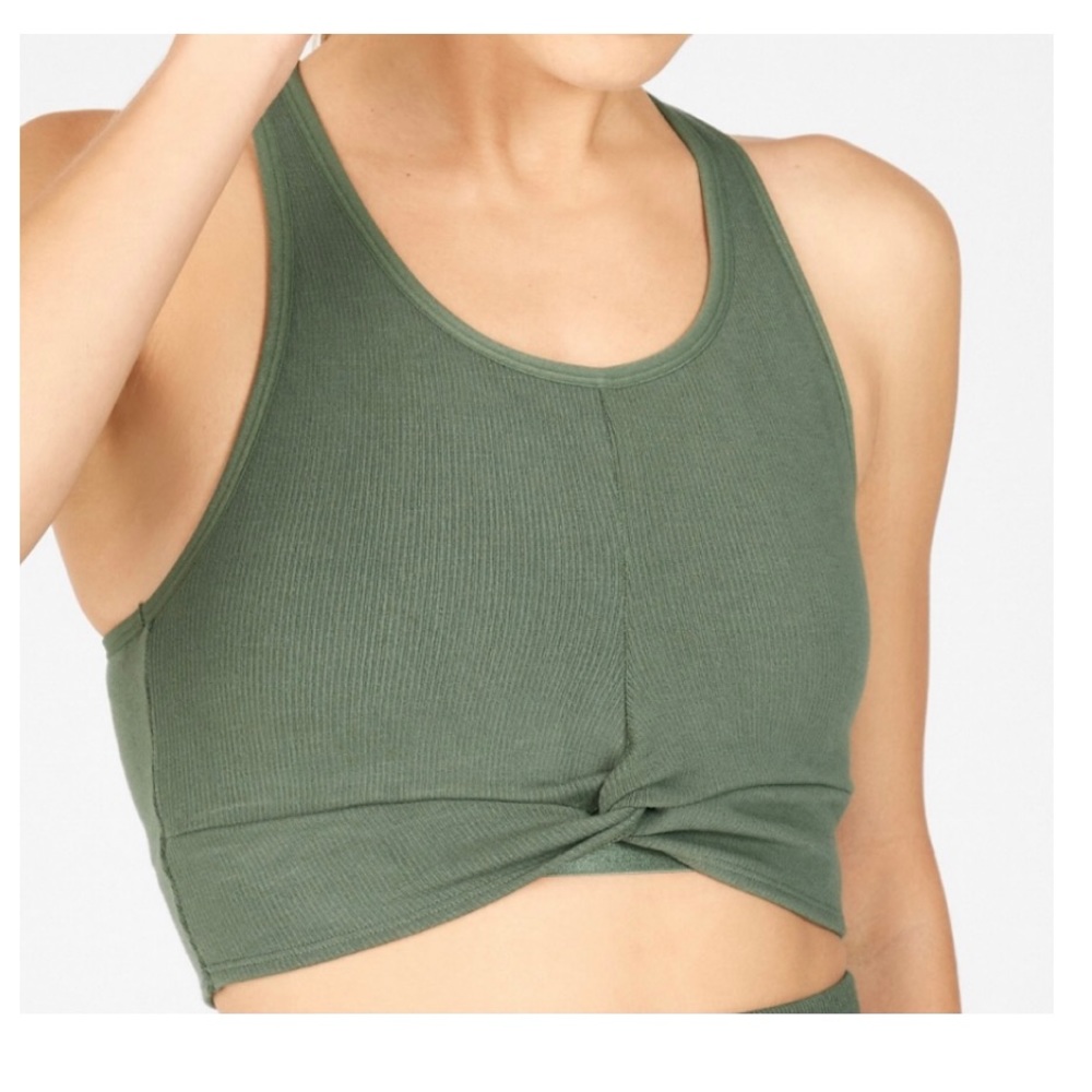 Fabletics Safari Green Seamless Knotted Midi Bra